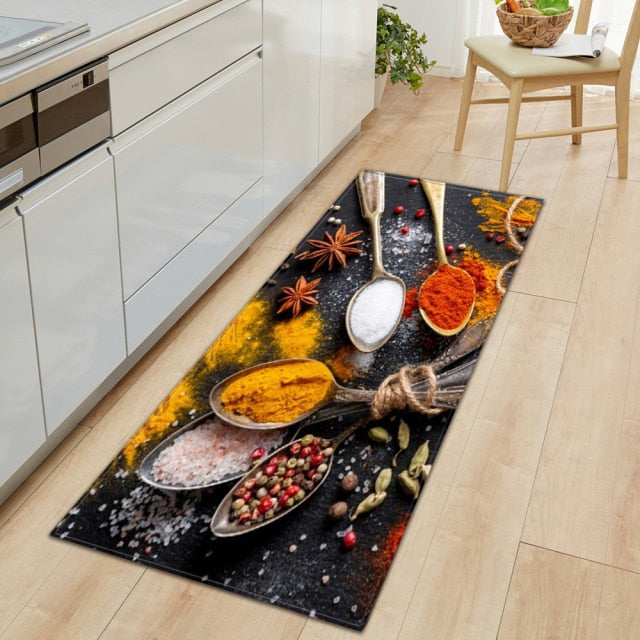 Soft Grip Kitchen Floor Mat with Food Design