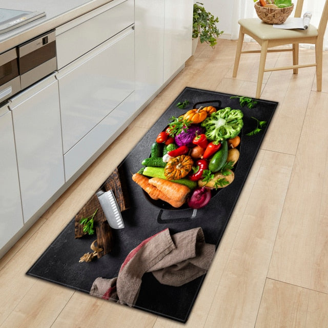 Soft Grip Kitchen Floor Mat with Food Design