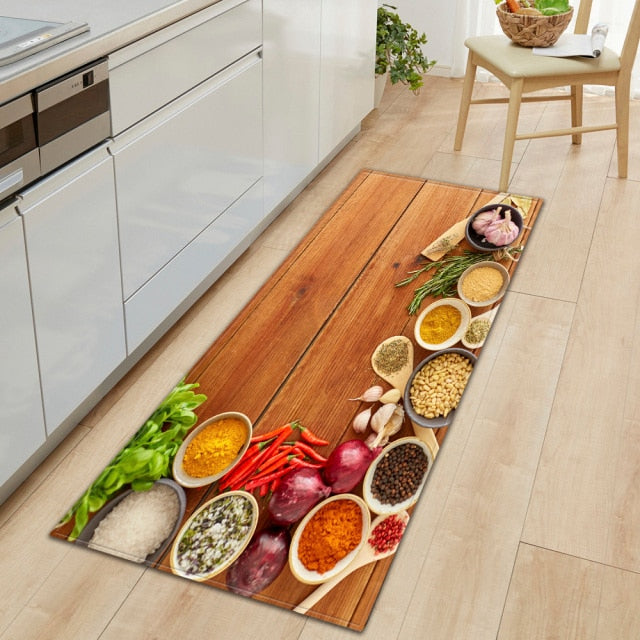 Soft Grip Kitchen Floor Mat with Food Design