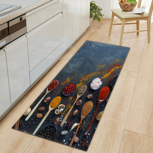 Soft Grip Kitchen Floor Mat with Food Design