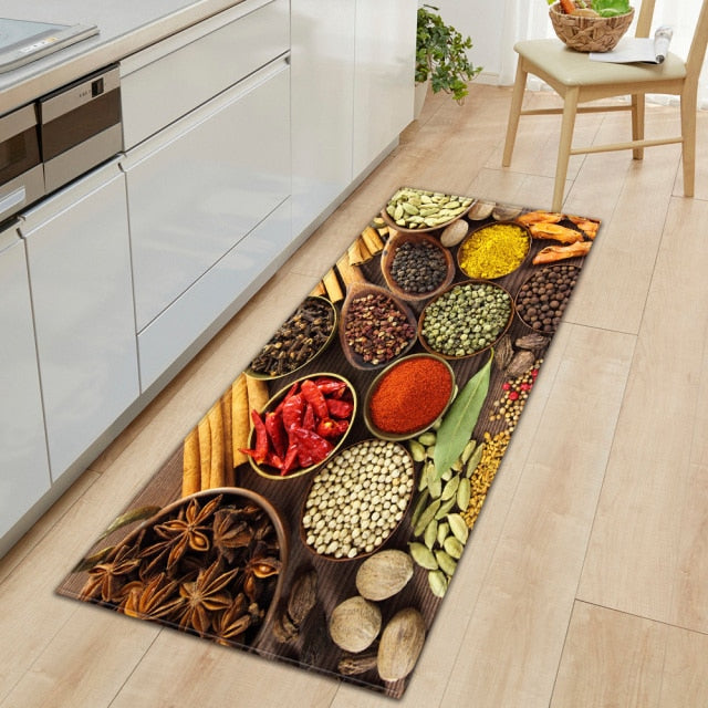 Soft Grip Kitchen Floor Mat with Food Design