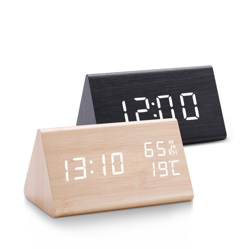 Compact Digital Alarm Clock with LED Display and Temperature
