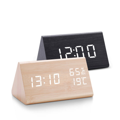 Compact Digital Alarm Clock with LED Display and Temperature