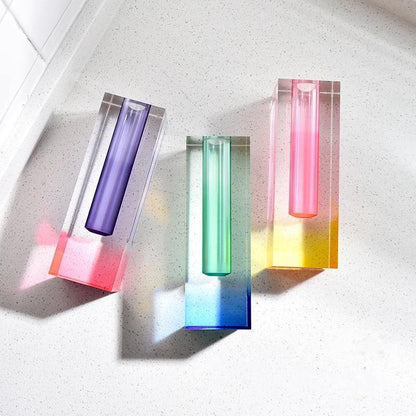 Luxury Clear Glass Prism Vase – Elegant Modern Home Decor