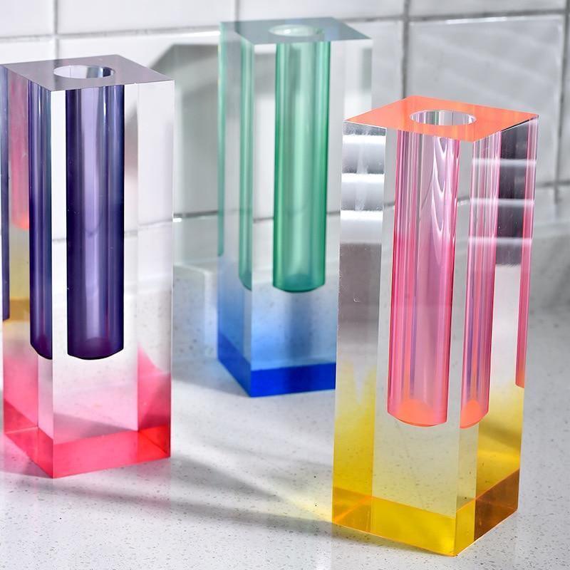 Luxury Clear Glass Prism Vase – Elegant Modern Home Decor