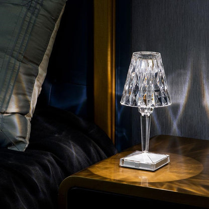 Luxurious Glass Table Lamp with Dimmer and USB Recharge