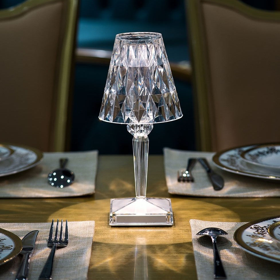 Luxurious Glass Table Lamp with Dimmer and USB Recharge