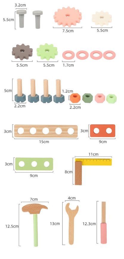 Kids Wooden Craft Tool Playset