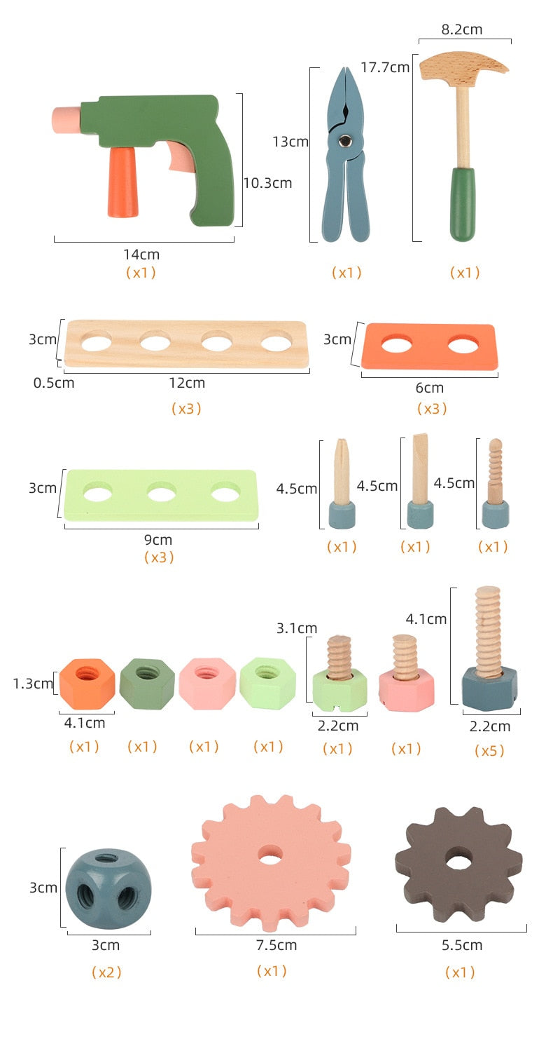 Kids Wooden Craft Tool Playset
