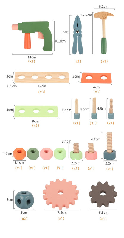 Kids Wooden Craft Tool Playset