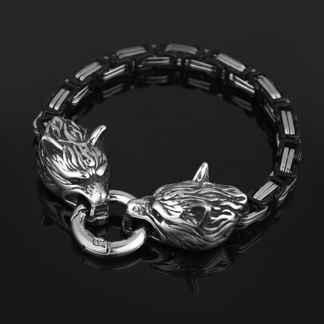 Strong Viking Wolf Leather Bracelet
