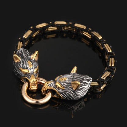 Strong Viking Wolf Leather Bracelet - Fesara