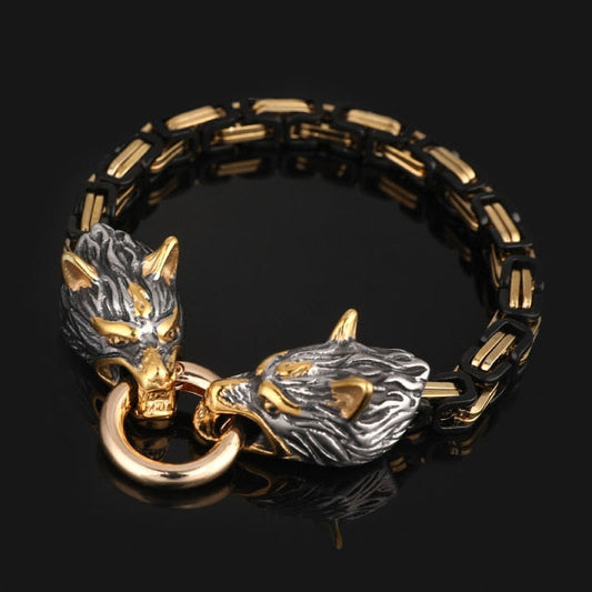 Strong Viking Wolf Leather Bracelet - Fesara