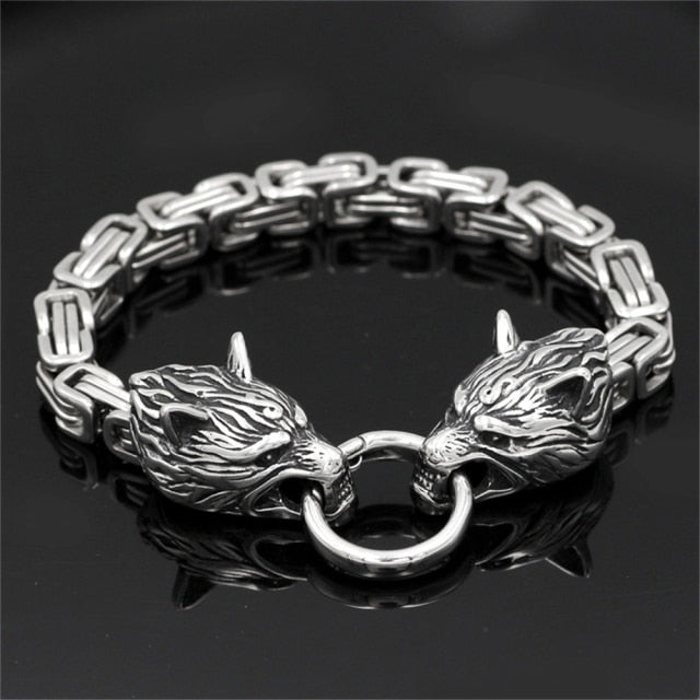 Strong Viking Wolf Leather Bracelet