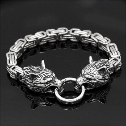 Strong Viking Wolf Leather Bracelet