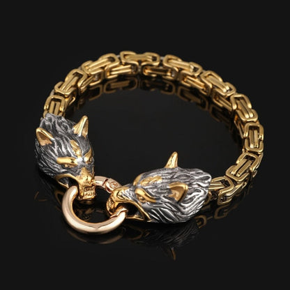 Strong Viking Wolf Leather Bracelet