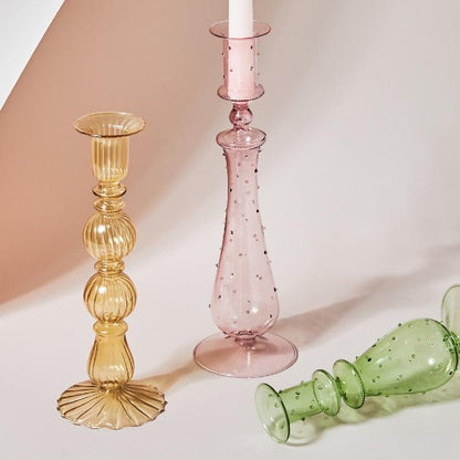 Soft Pink Glass Tea Light Holder | Home Table Decoration
