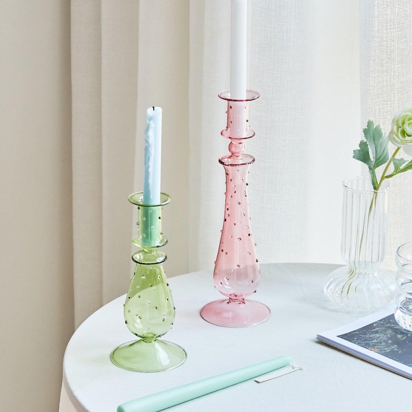 Soft Pink Glass Tea Light Holder | Home Table Decoration