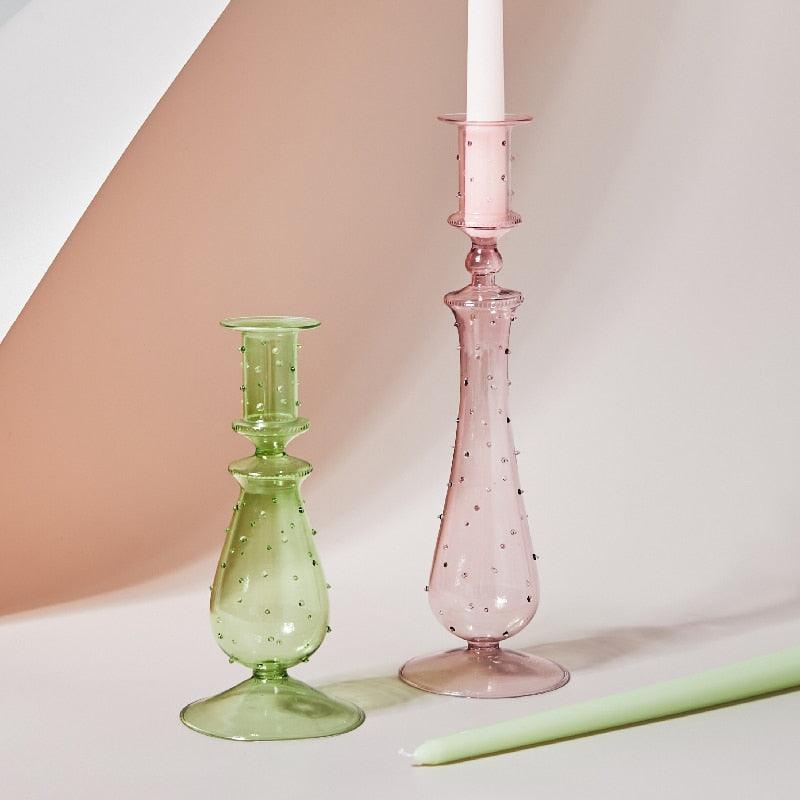 Soft Pink Glass Tea Light Holder | Home Table Decoration