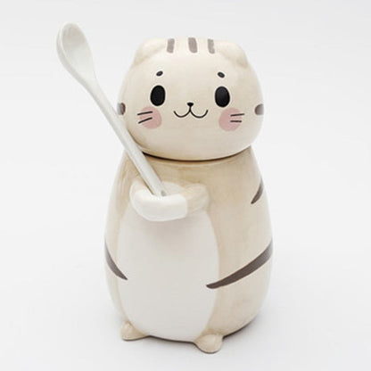 Adorable Kitty Artisan Coffee Mug with Spoon