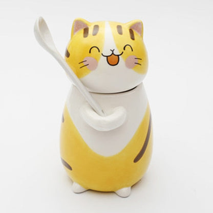 Adorable Kitty Artisan Coffee Mug with Spoon