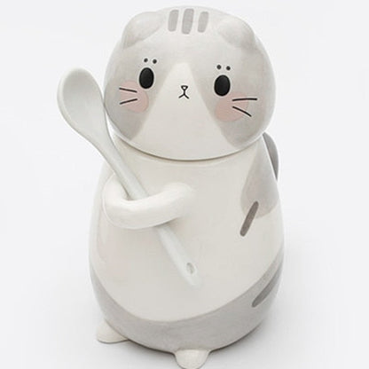 Adorable Kitty Artisan Coffee Mug with Spoon - Fesara