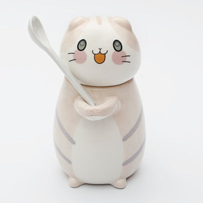 Adorable Kitty Artisan Coffee Mug with Spoon