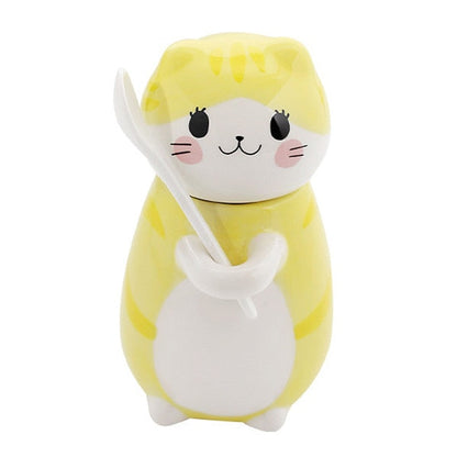 Adorable Kitty Artisan Coffee Mug with Spoon