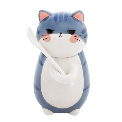 Adorable Kitty Artisan Coffee Mug with Spoon