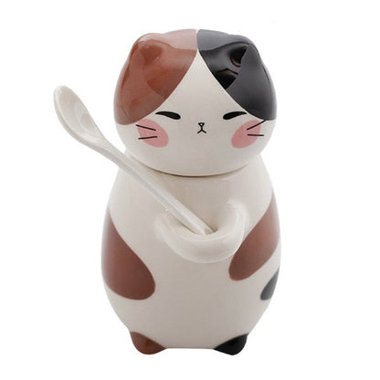 Adorable Kitty Artisan Coffee Mug with Spoon