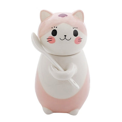 Adorable Kitty Artisan Coffee Mug with Spoon