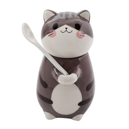 Adorable Kitty Artisan Coffee Mug with Spoon