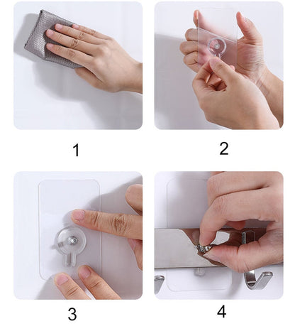 Strong Clear Sticky Wall Hooks 10-Pack