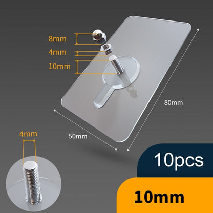 Strong Clear Sticky Wall Hooks 10-Pack