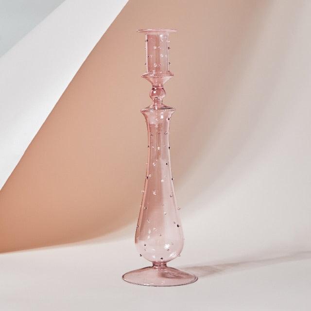Soft Pink Glass Tea Light Holder | Home Table Decoration