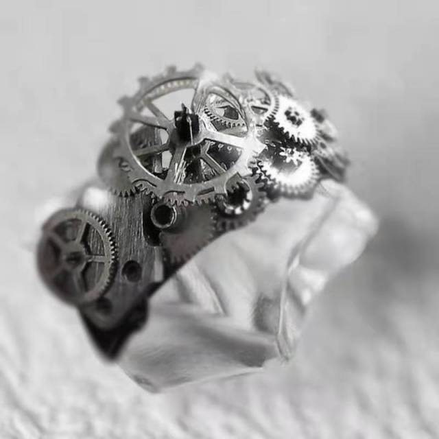 Unique Gold Tone Mechanical Style Unisex Ring