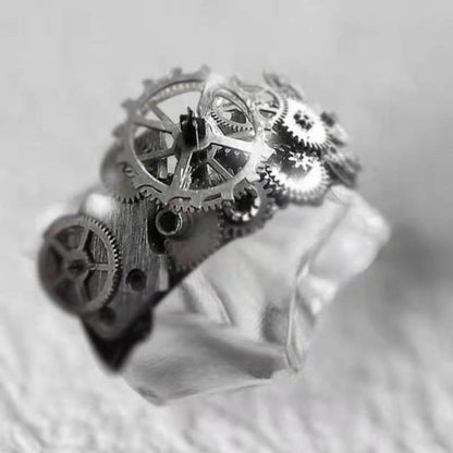 Unique Gold Tone Mechanical Style Unisex Ring