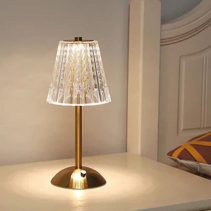 Elegant Glass Table Lamp with Warm Gold Lighting