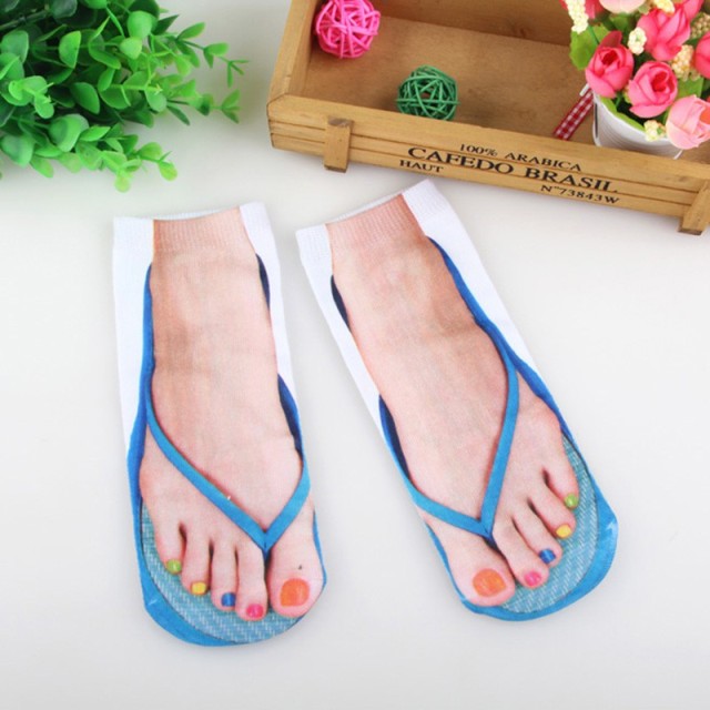 Quirky 3D Printed Novelty Flip Flop Socks