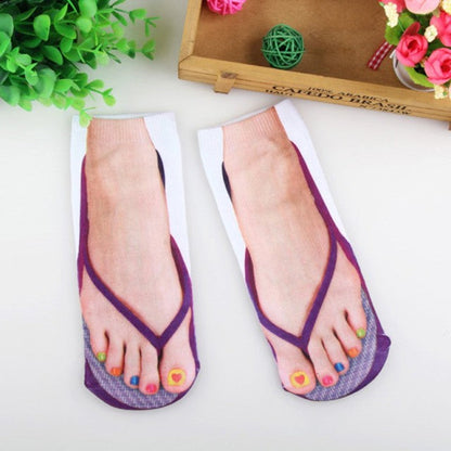 Quirky 3D Printed Novelty Flip Flop Socks - Fesara