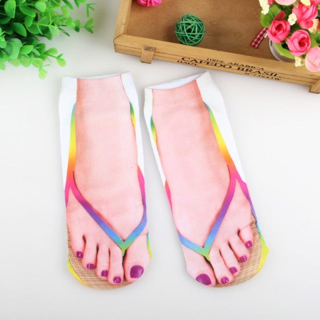 Quirky 3D Printed Novelty Flip Flop Socks