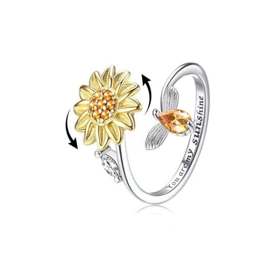 Beautiful Floral Spinning Sunflower Ring - Fesara