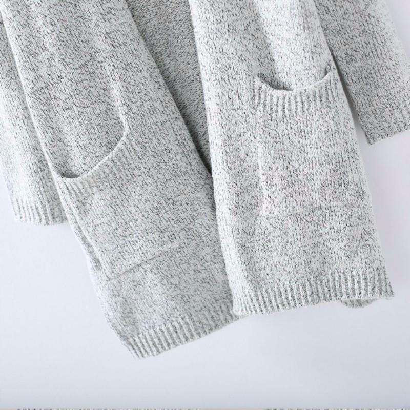 Cozy Grey Oversized Knit Cardigan Sweater - Fesara