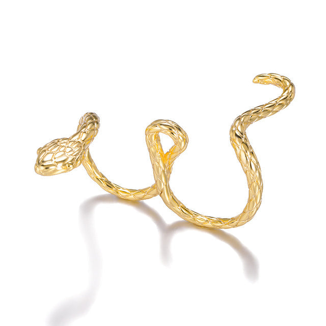 Serpent Adjustable Two Finger Band Ring - Fesara