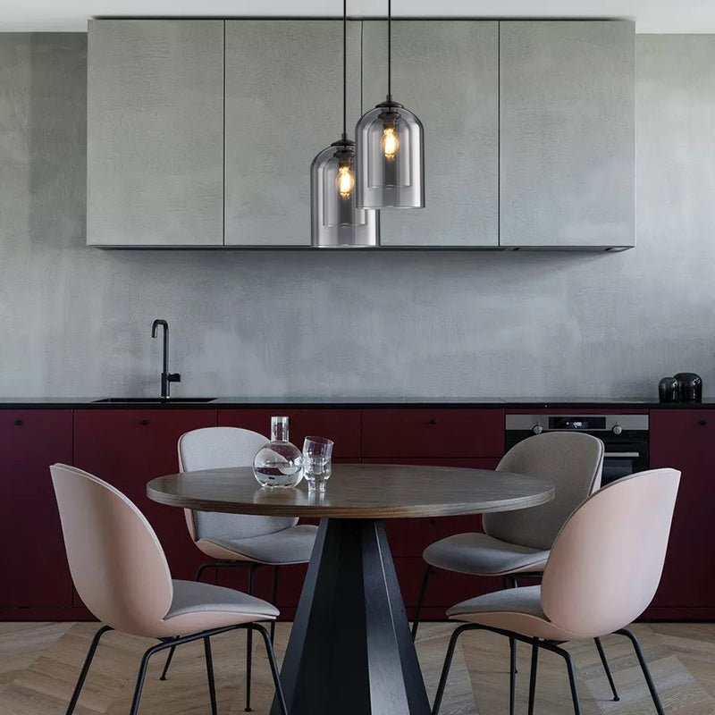 Vintage Glass Pendant Light with Metal Accents