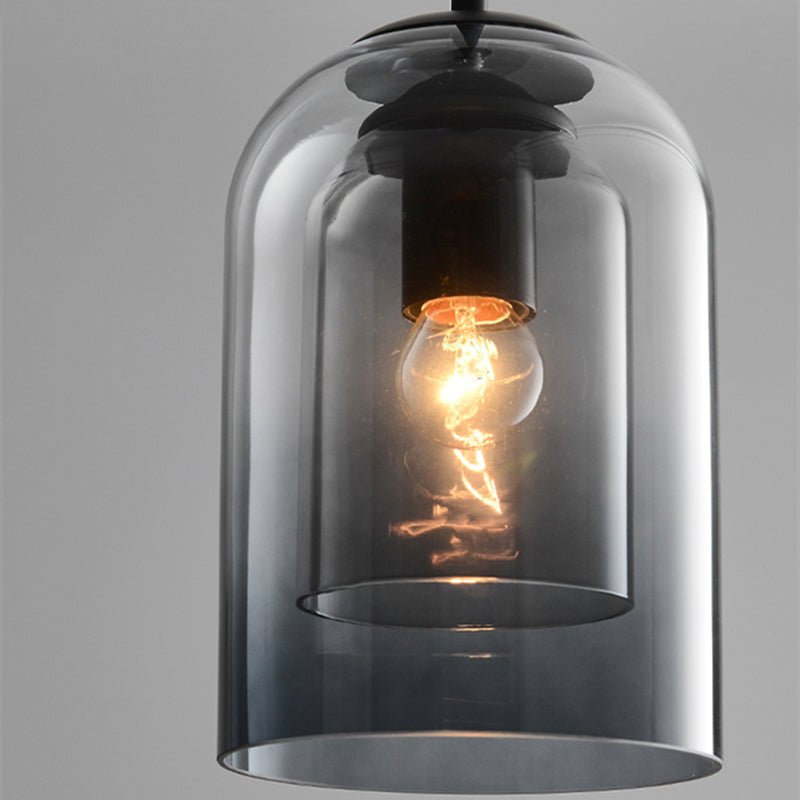 Vintage Glass Pendant Light with Metal Accents