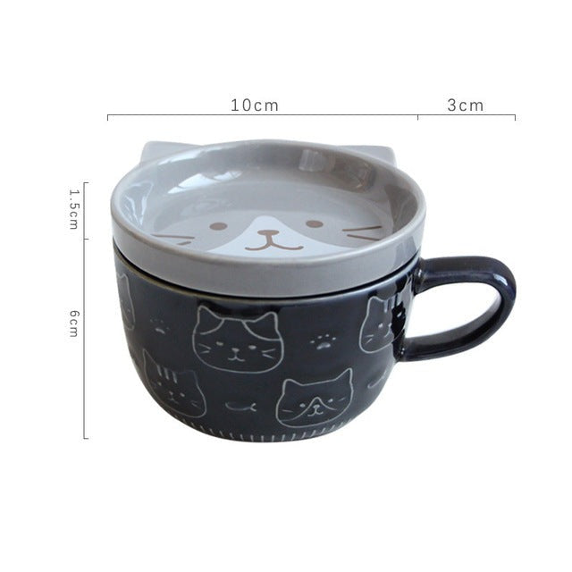 Traditional Ceramic Kitty Morning Coffee Mug - Fesara
