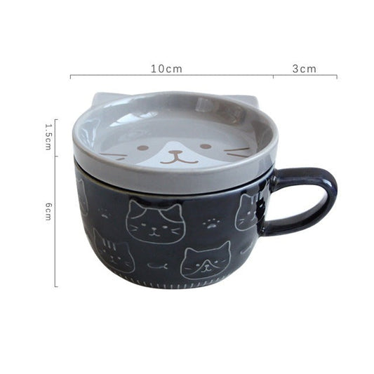 Traditional Ceramic Kitty Morning Coffee Mug - Fesara