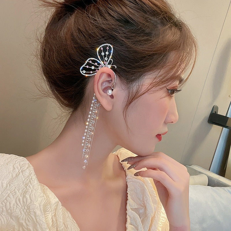 Sparkling Crystal Drop Butterfly Dangle Earrings - Fesara