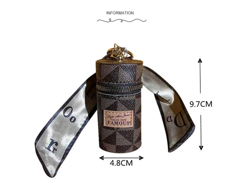 Premium Leather Small Lip Gloss Pouch Keychain